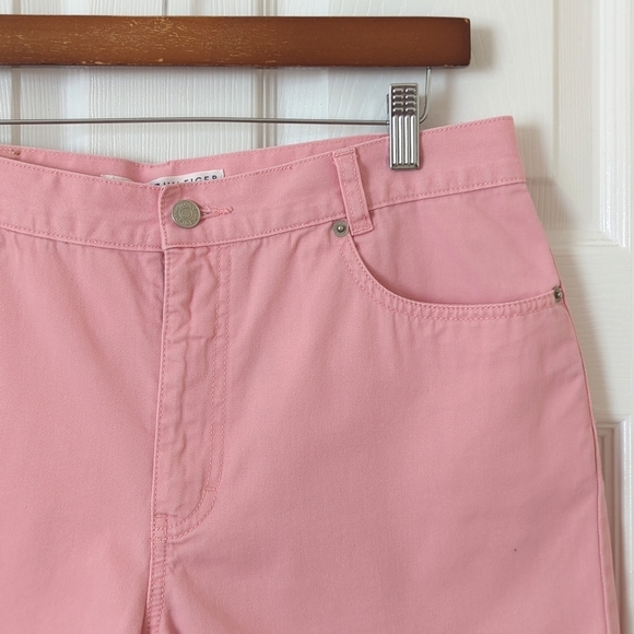 Tommy Hilfiger Y2K Vintage Classic Twill Cotton High Waisted Shorts Pink 12 - Picture 2 of 15